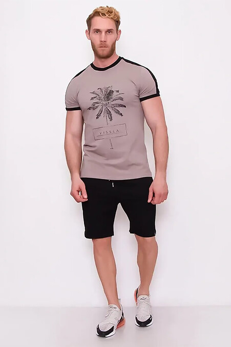 Herren T-Shirt und Shorts Set Palm Mokka mit Schwarz - #8034404