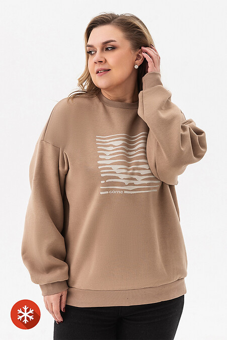 Warmer Pullover WENDI mit Fleece Stripe Heart beige - #9001406