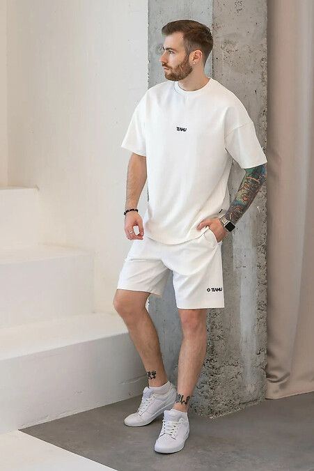 Men's summer suit with T-shirt Oversize 32 White - #8034409