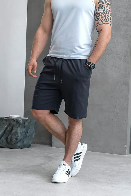 Men's plain casual sports shorts made of cotton classic graphite - #8034411