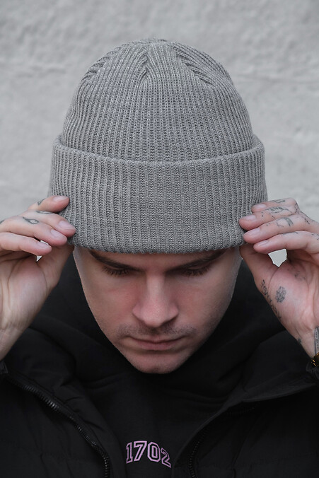 Чоловіча подовжена шапка біні докер Dominic. Шапки, берети. Колір: сірий. #8049412