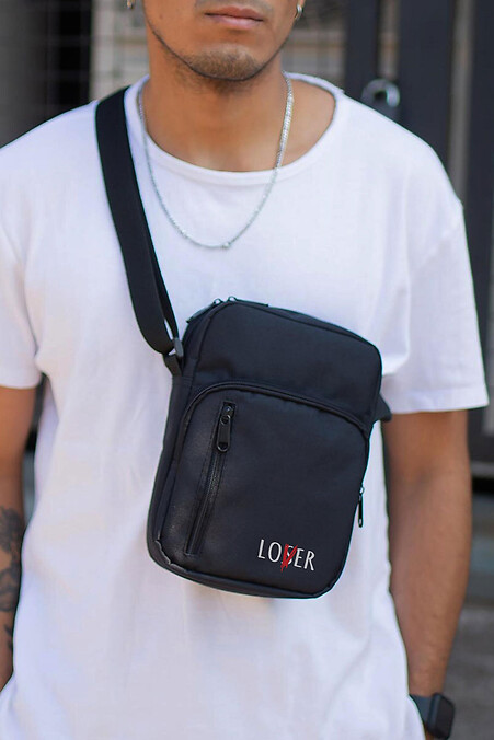 Men's Messenger Bag Shoulder Pouch with Printed Lover Black - #8055414