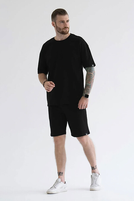 Herren Sommeranzug Shorts mit T-Shirt Schnitt Schwarz - #8034415