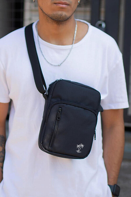 Men's Messenger Bag Shoulder Pouch with Palm Print Black. Crossbody. Color: black. #8055418