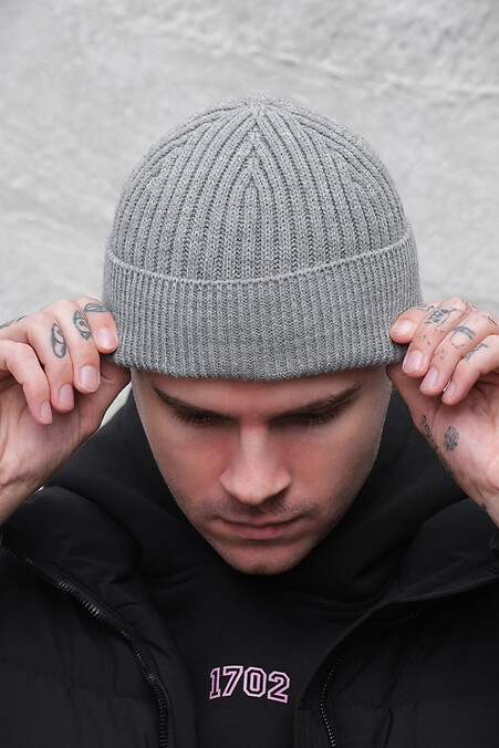 Men's insulated beanie hat docker Gvido. Hats, berets. Color: gray. #8049420