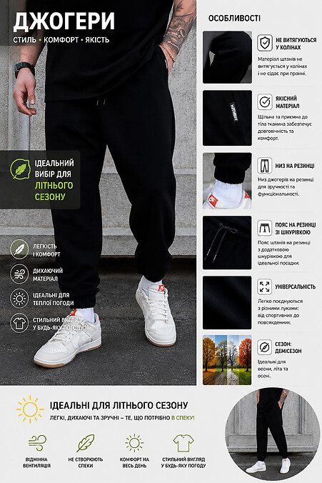 Летние Спортивные Брюки Джогеры Without Runer Black - #8056420