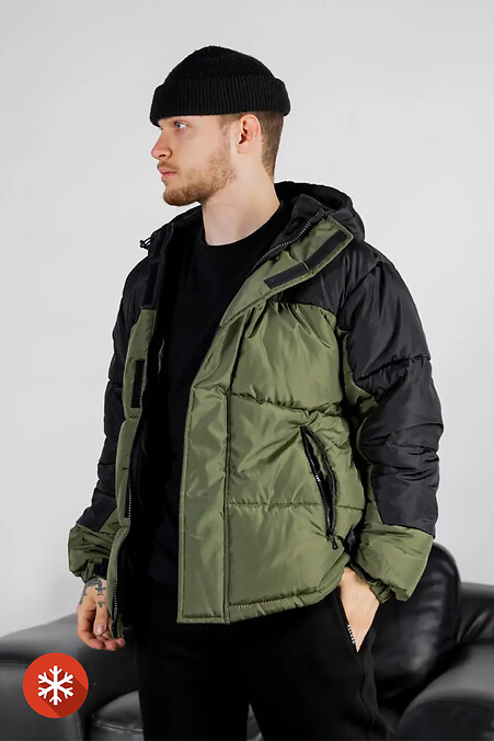 Men's winter down jacket. Outerwear. Color: green. #8031422