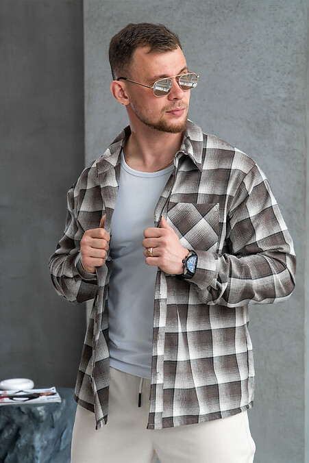 Herren Karohemd aus leichtem Baumwollflanell braun - #8034422
