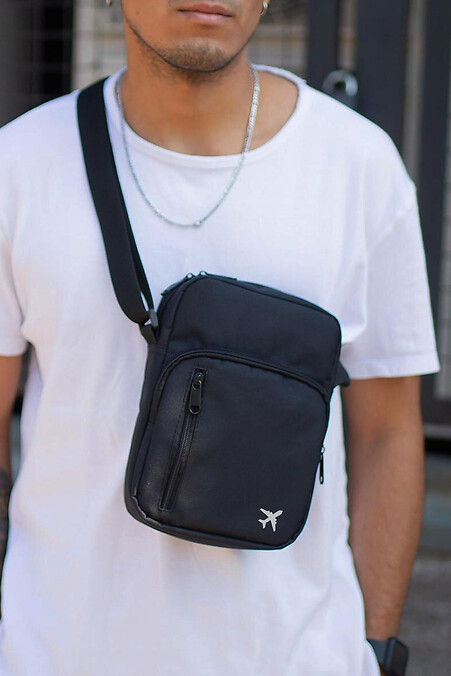 Men's Messenger Bag Shoulder Pouch with Printed Plane Black. Crossbody. Color: black. #8055422