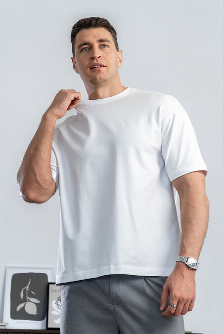 Men's oversized cotton t-shirt plain Oversize White - #8034423