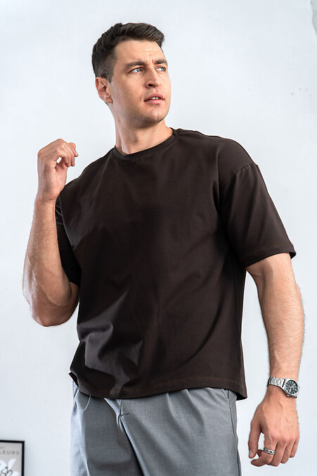 Herren Oversize Baumwoll T-Shirt Uni Oversize Braun - #8034425