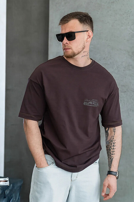 Herren-T-Shirt aus Baumwolle in Übergröße mit Porsche-Aufdruck Braun - #8034430