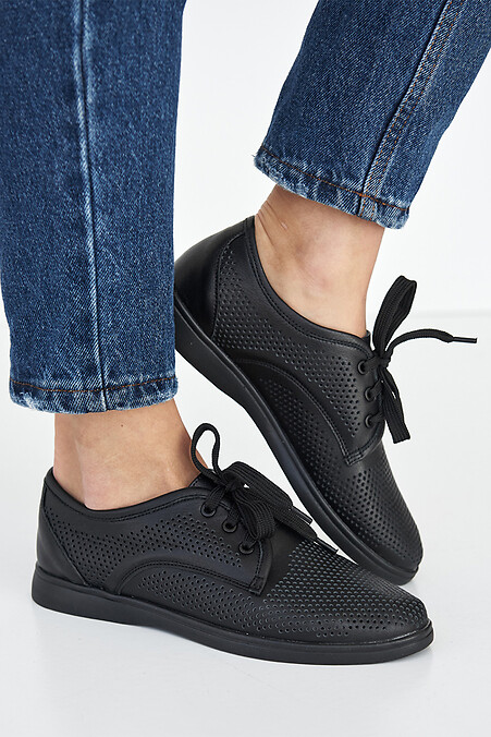 Women's leather summer shoes black. Shoes. Color: black. #8019433