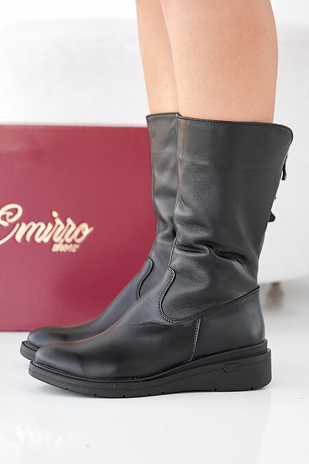 Schwarze Damen-Winterstiefel aus Leder. Stiefel. Farbe: das schwarze. #2505434