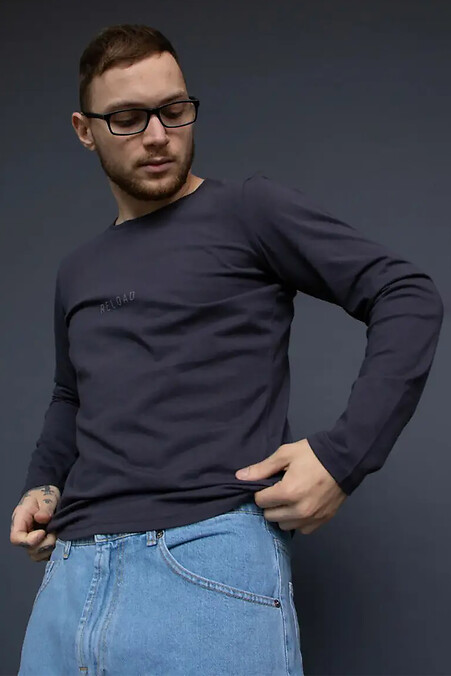 Basic-Langarmshirt für Herren in der Farbe Graphit - #8031435