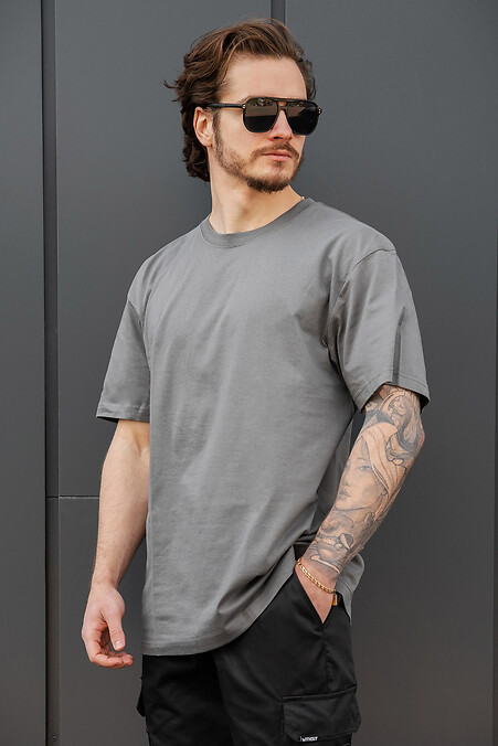 Herren-Baumwoll-Oversize-T-Shirt Ohne Greatest Dunkelgrau - #8056451