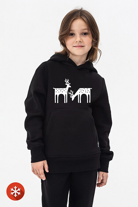 Children's Hoodie CLIFF-D "Deer". Sportswear. Color: black. #9001451