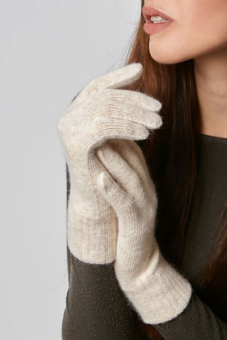 Women's light-colored wool gloves. Gloves. Color: beige. #4496453