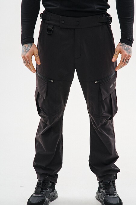 Gerade geschnittene Nylon-Cargohose „Dairu 2.0“, schwarz - #8037456