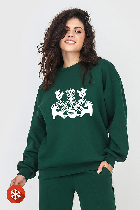 Warm sweater WENDI on fleece "Carousel". Jackets and sweaters. Color: green. #9001457