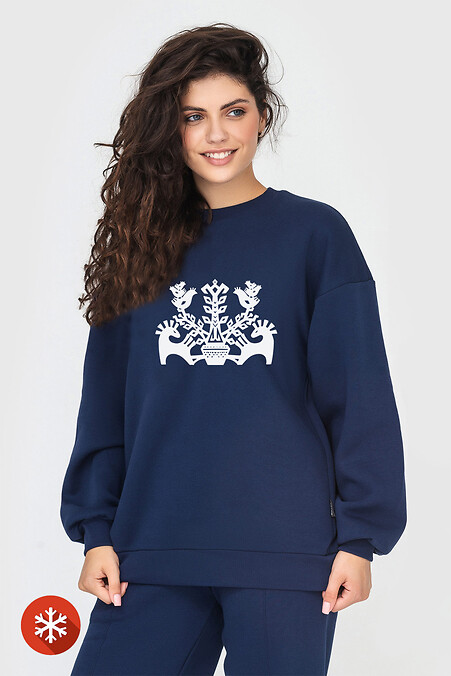 Warm sweater WENDI on fleece "Carousel" - #9001458