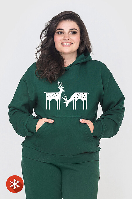 Insulated hoodie KAMALA "Deer". Sweatshirts, sweatshirts. Color: green. #9001460