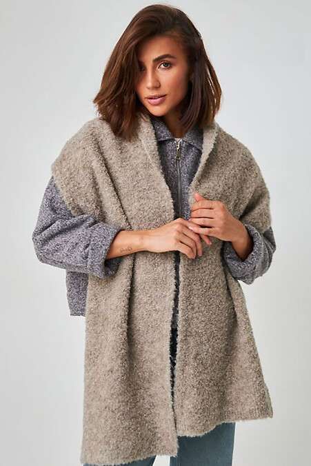 Women's beige boucle scarf - #4496464