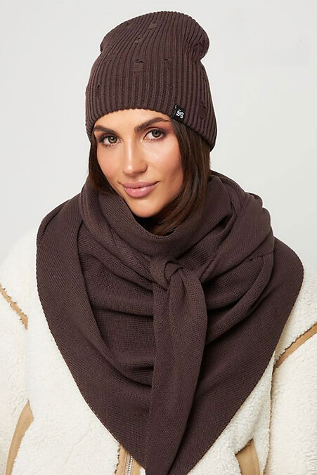 Women's brown cotton hat - #4496467