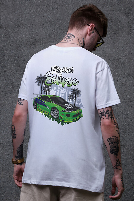Herren-T-Shirt in Übergröße mit Eclips-Aufdruck Weiß - #8049468