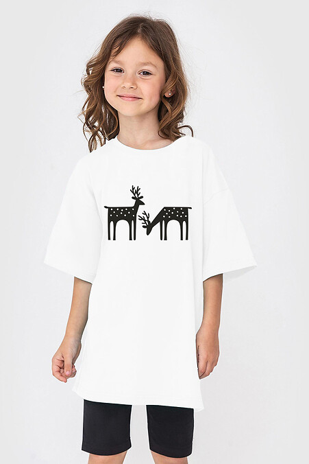 Weißes T-Shirt KIDS „Hirsch“ - #9001468