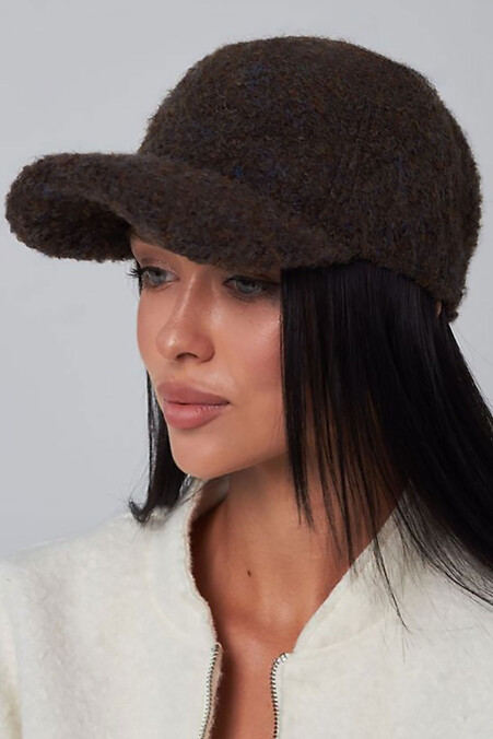 Women's chocolate-colored boucle baseball cap - #4496471