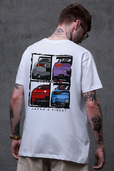 Herren-T-Shirt in Übergröße mit Cars-Aufdruck Weiß - #8049472