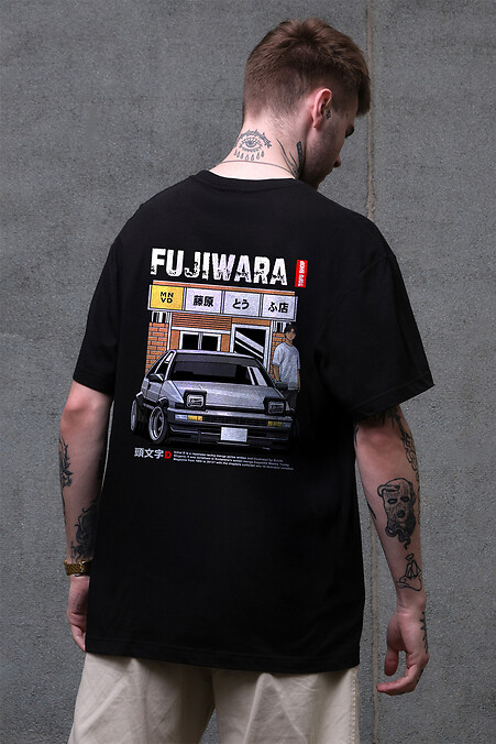 Men's Fujiwara Printed Oversized T-Shirt Black - #8049474