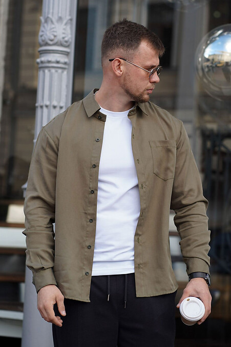 Klassisches Herrenhemd in Unifarbe, Tencel Comfort Olive - #8034480