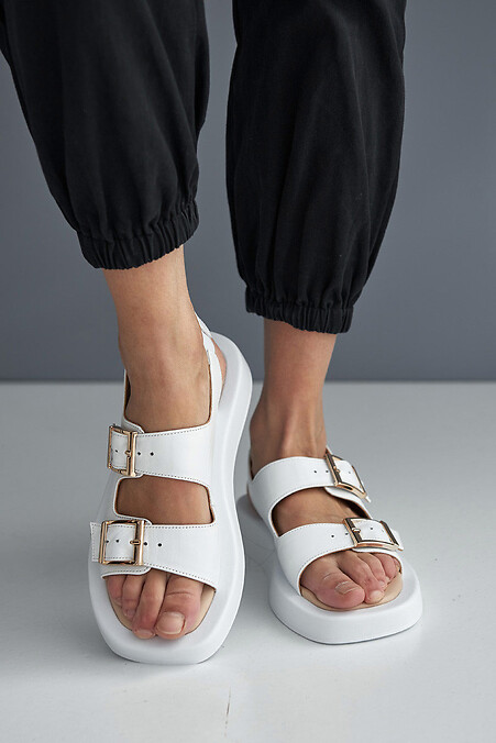 Women's leather summer white sandals. Sandals. Color: white. #8019482