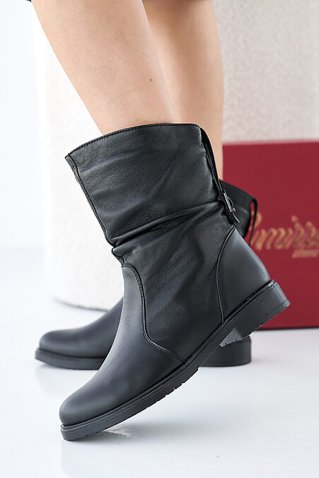 Black spring-autumn women's leather boots. Boots. Color: black. #2505483