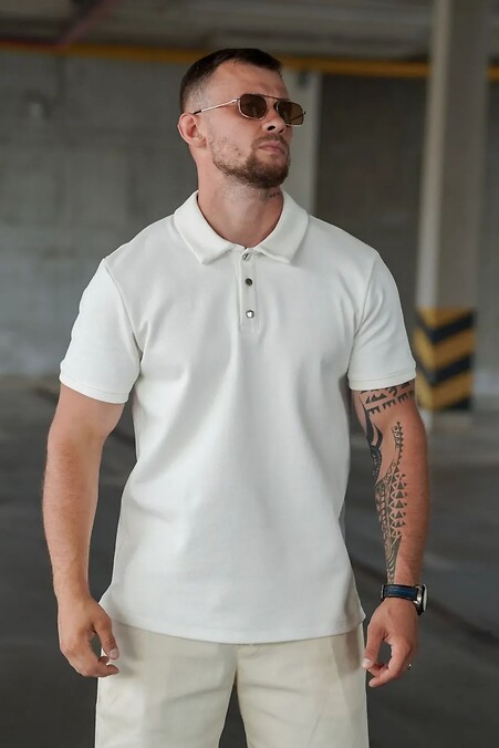 Men's Polo Shirt, Plain Color, White Polo Shirt - #8034491