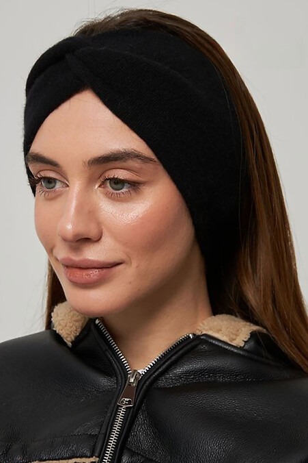 Black semi-woolen women's headband - #4496494