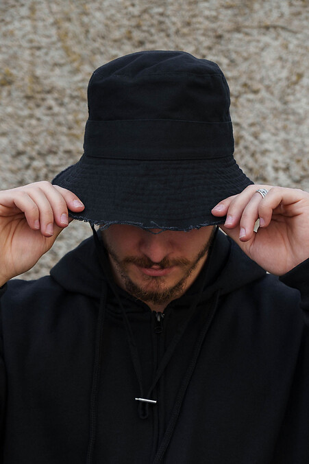 Herren Panamahut mit breiter Krempe und Kordelzug Clyde Schwarz - #8055498