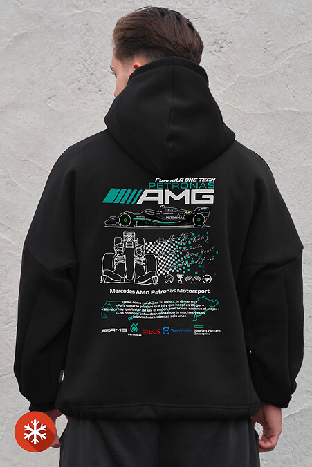 Herren Oversize Hoodie aus Fleece mit Kapuze und Aufdruck Without AMG Black - #8055500