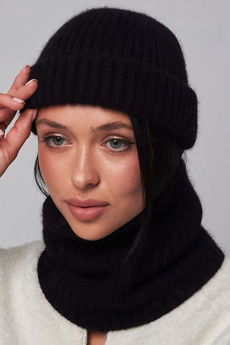 Women's cropped beanie hat with double cuff - #4496503