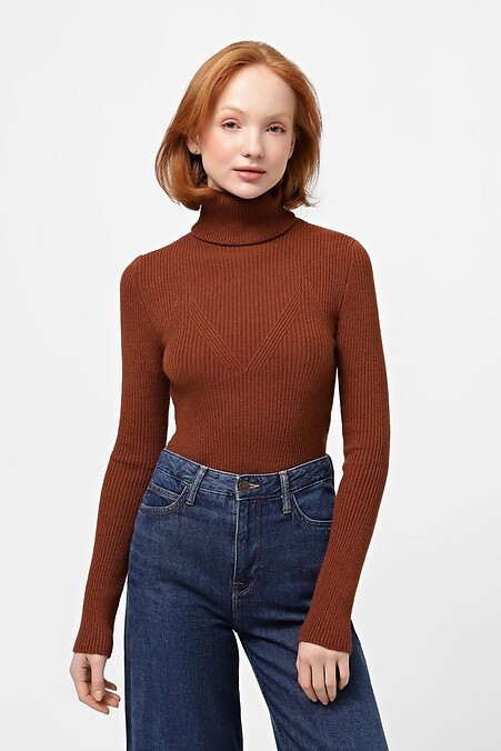 Brązowy sweter. Kurtki i swetry. Kolor: brązowy. #4038510