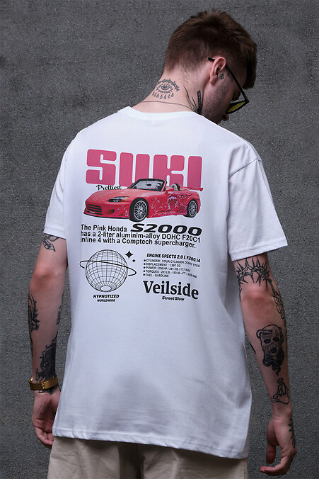Herren T-Shirt in Übergröße mit Suki Aufdruck Weiß - #8049512