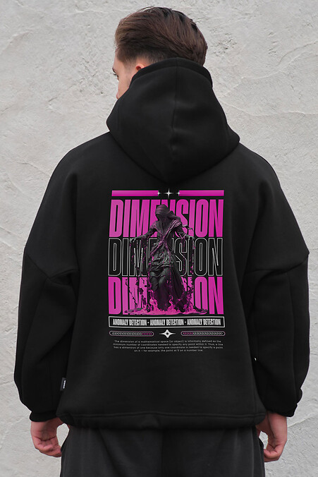 Мужское Оверсайз Худи Толстовка На Флисе С Капюшоном И Принтом Dimension Black. Свитшоты, толстовки. Цвет: черный. #8055514