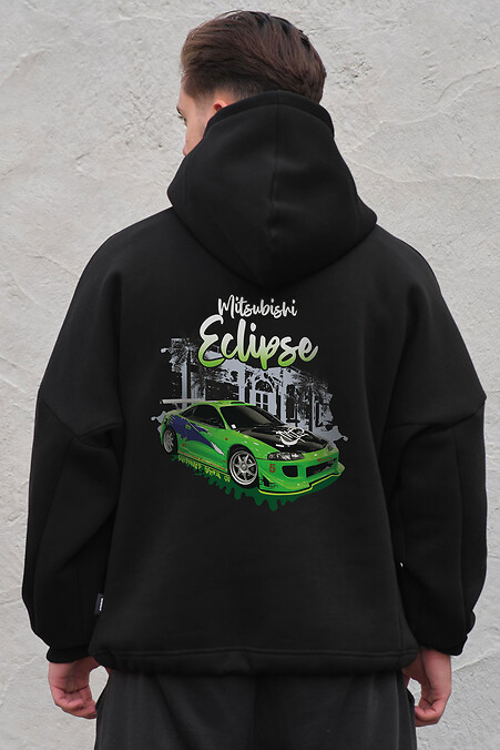 Herren-Fleece-Kapuzenpullover in Übergröße mit Kapuze und Aufdruck Eclips Schwarz. Sweatshirts, Sweatshirts. Farbe: das schwarze. #8055516