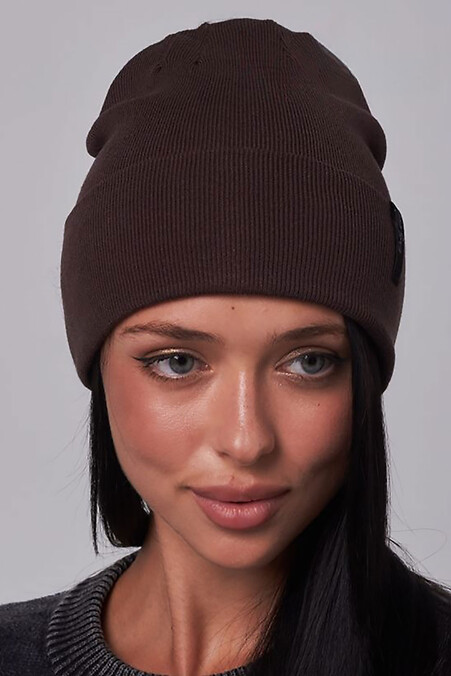 Women's demi-season chocolate-colored hat - #4496517