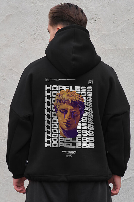Herren Fleece-Kapuzenpullover in Übergröße mit Aufdruck Hopeless Schwarz. Sweatshirts, Sweatshirts. Farbe: das schwarze. #8055528