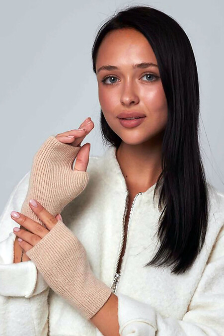 Women's mittens M-14, pearl - #4496530