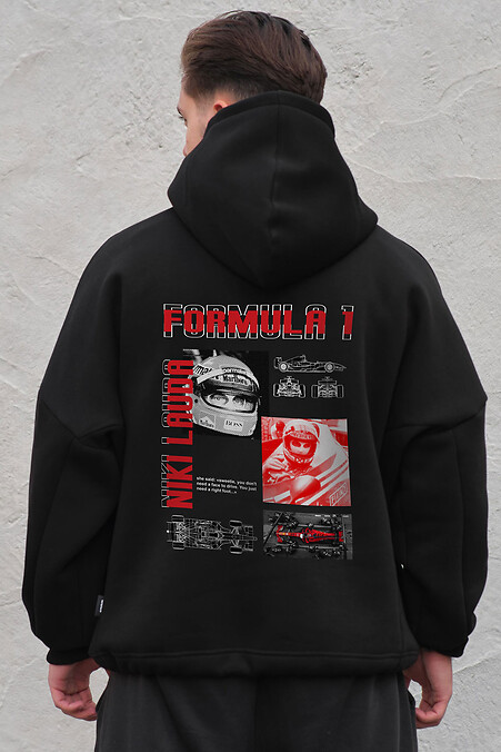 Herren Fleece-Sweatshirt mit Kapuze und Lauda-Aufdruck in Übergröße Schwarz. Sweatshirts, Sweatshirts. Farbe: das schwarze. #8055530