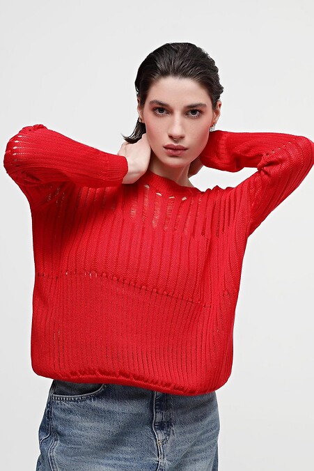 Джемпер красного цвета. Кофты и свитера. Цвет: красный. #4038534